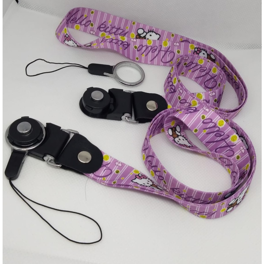 Tali gantungan Hp karakter Hellokitty + Bunga