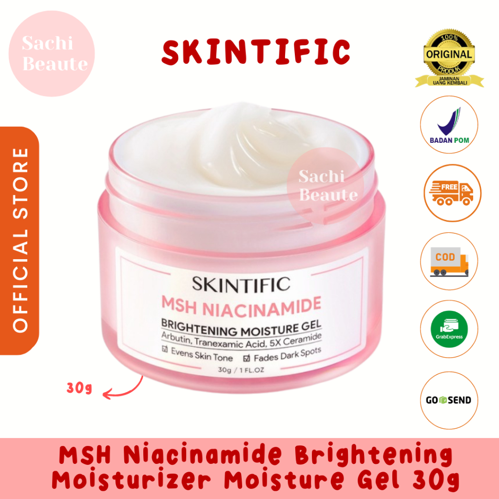 Skintific MSH Niacinamide Brightening Moisture Gel 6gr &amp; 30gr - Produk untuk Muka