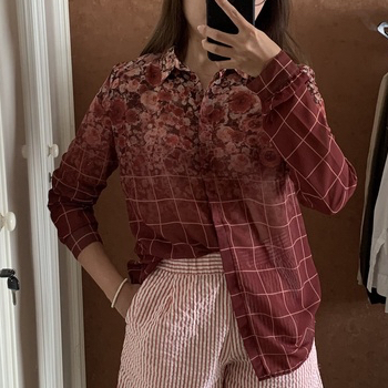 Preloved BERSHKA XS long-sleeve shirt floral print