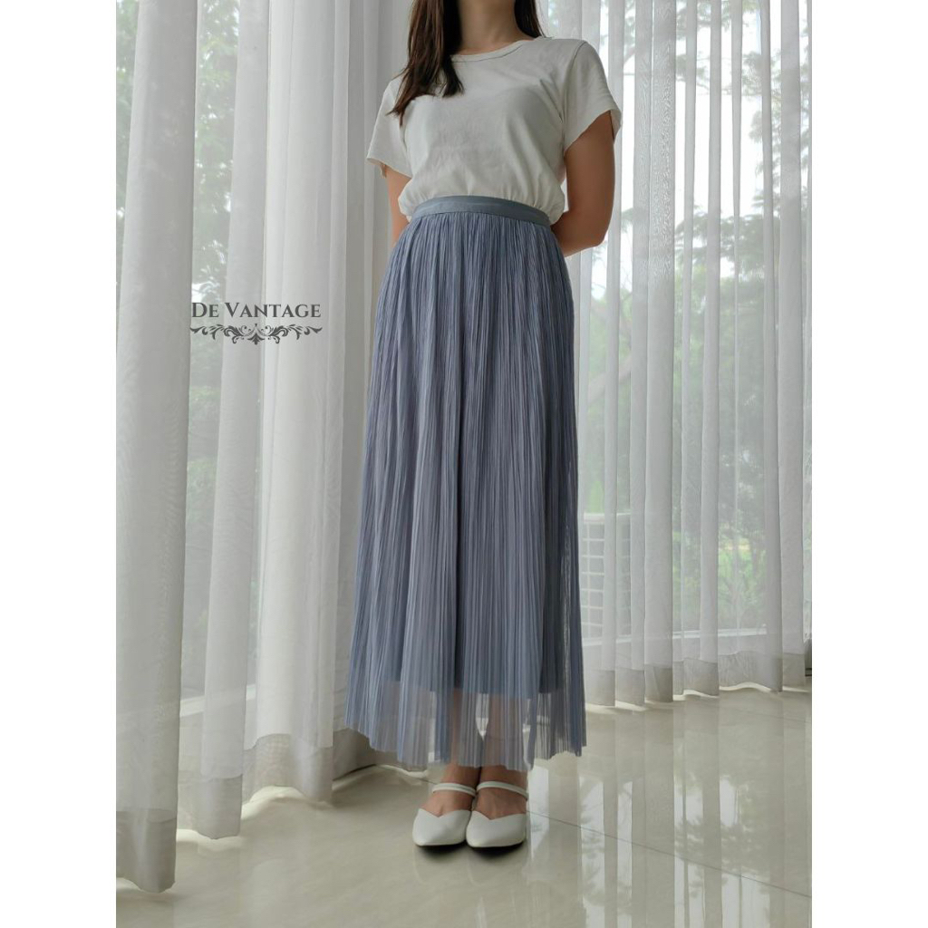 Rok Bolak Balik Plisket / Rok Maxi Polos / Reversible Plain Pleated Skirt