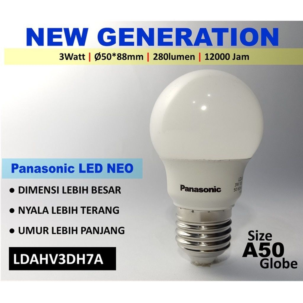 Lampu LED  PANASONIC EVO 3W 3 Watt 6500K | Cahaya Warna PUTIH  | GARANSI 2 TAHUN