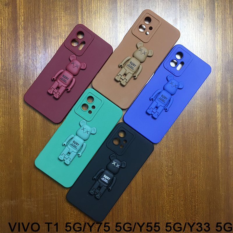 Holder SoftCase VIVO T1 5G VIVO Y75 5G VIVO Y55 5G VIVO Y33 5G VIVO Y16 VIVO Y35 5G VIVO Y35 VIVO Y02S VIVO Y22 VIVO Y22S Casing Stand Bentuk Beruang Penyangga Hp Soft Case