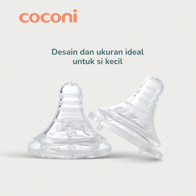 Coconi Wide Neck Bottle Nipple Replacement (2pcs) / Dot Botol Susu