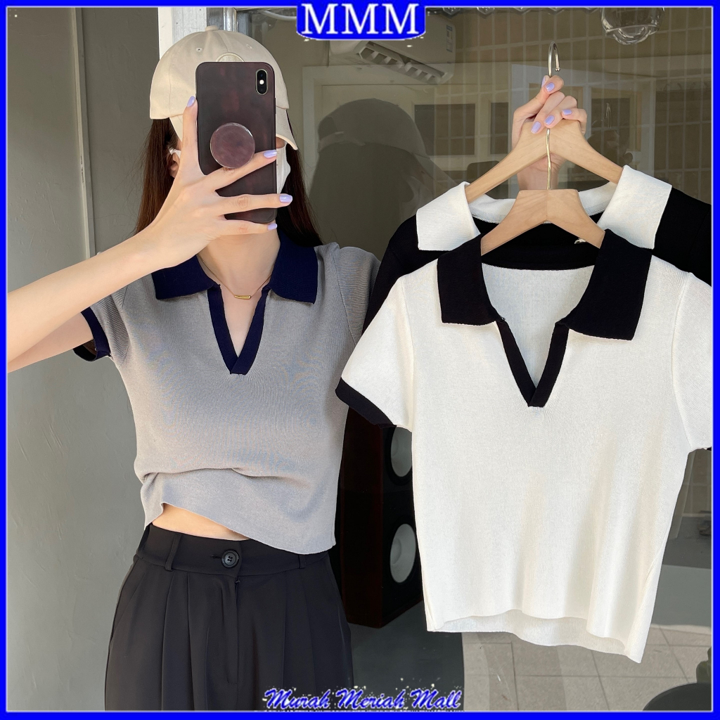 MMM Kaos Polos Crop Top Wanita Lengan Pendek 6787 T-Shirt Women Atasan Crop Top Wanita Ramping Ala Korea Murah Import