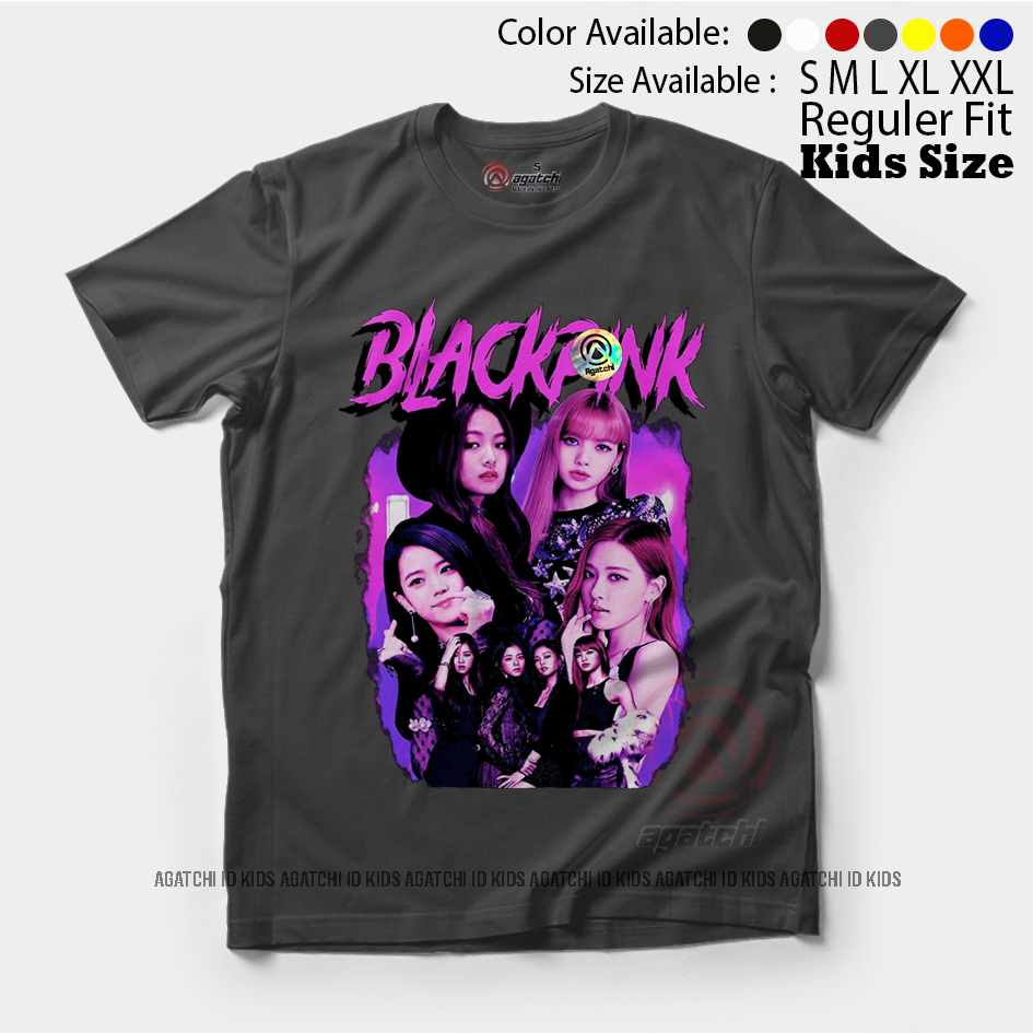 Baju Kaos Atasan Anak Perempuan Agatchi Motif Black Pink - V2