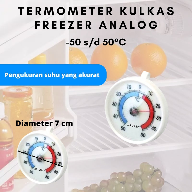 Termometer Gantung Termometer Kulkas Freezer Analog 3 inch -50 sd 50 Merk DR.GRAY- TKA1