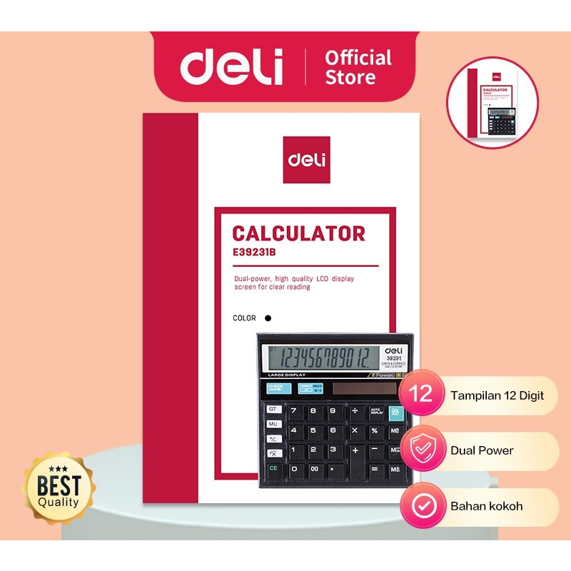 

Michiro Kalkulator 12 Digit / Peralatan Kantor & Sekolah Murah / Calculator Simple / Kalkulator Simpel / Calculator Check Dual 2 Power / Calculator Deli W39231B-DLC 512B - Deli Calculator