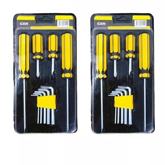 Paket Obeng Set Kunci L Tools isi 9 pcs Obeng + Kunci L - Kenji Shop