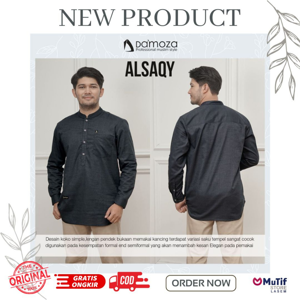 DAMOZA KOKO ALSAQY BLACK BAJU KEMEJA HITAM RESMI ATAU CASUAL - DAMOZA 100% ORIGINAL COD