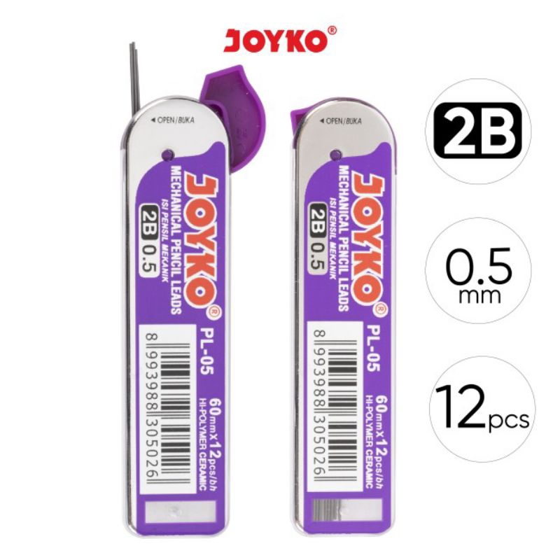 

❤️H2O❤️ Pencil Lead / Isi / Refill Pensil Mekanik Joyko PL-05 2B 0.5 mm