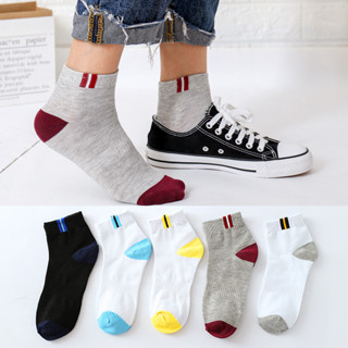 GO!KK1027 Kaos Kaki Pendek Motif Garis Kaus Kaki Pendek Unisex Murah Import