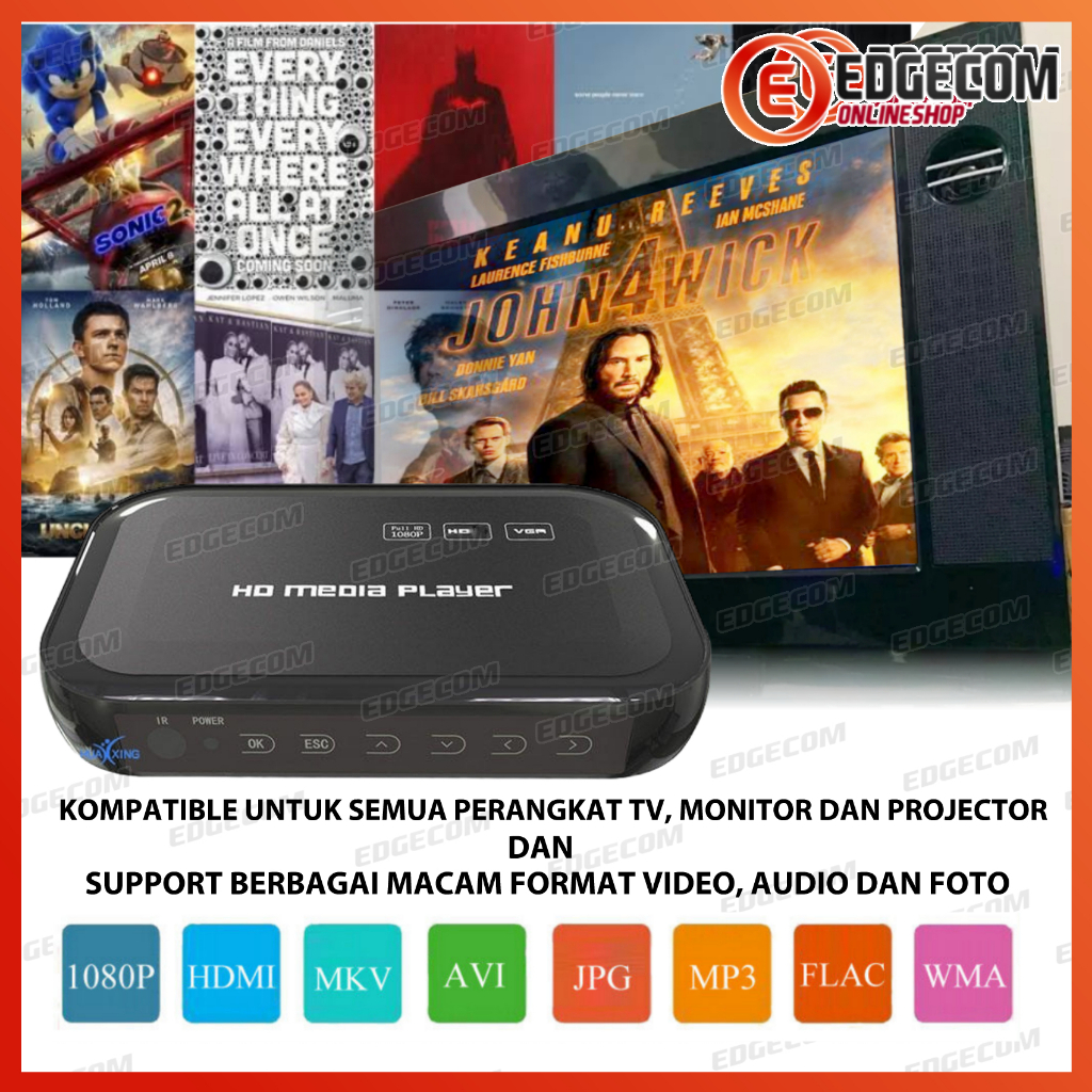 HDMI Media Player Full HD 1080P Pemutar Video, MP3, Photo