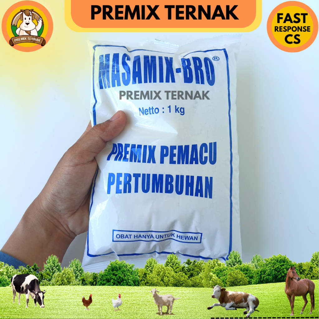 MASAMIX BRO 1kg - Premix broiler pemacu pertumbuhan ayam pedaging broiler - Lebih cepat gemuk - Premix ayam