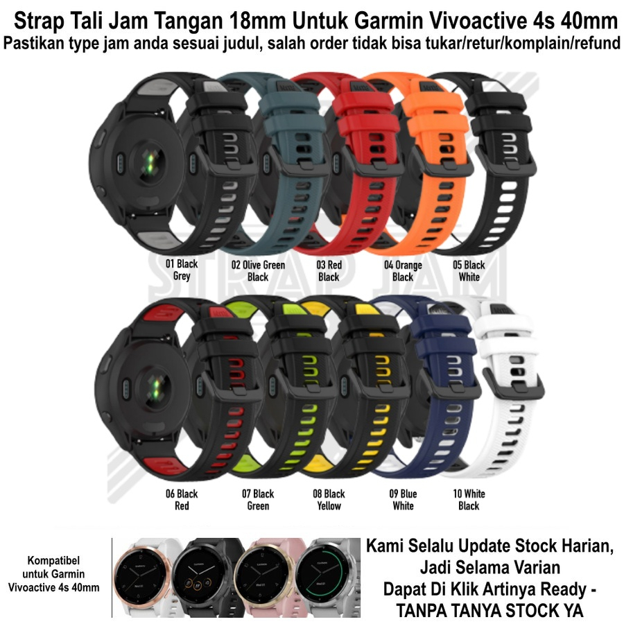 TTC Tali Jam 18mm Garmin Vivoactive 4s 40mm - Silikon Sporty Two Tone Quick Release