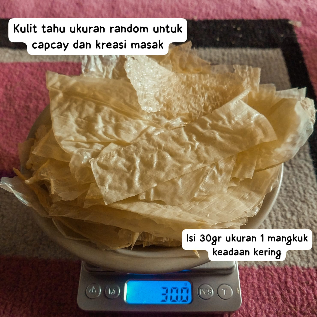 

kulit tahu cacak ukuran random termurah kemasan 30gr / 100gr untuk capcay dan kreasi masak lainnya