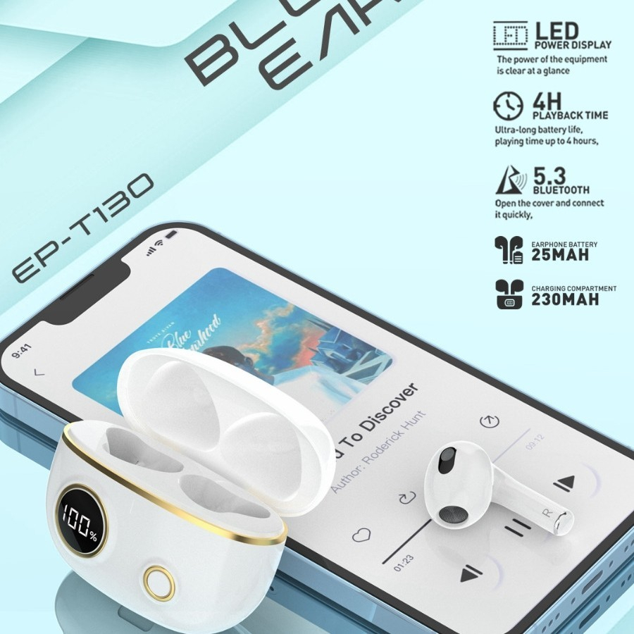 Headset Bluetooth TECNIX EP-T130 LED HiFi Sound TWS