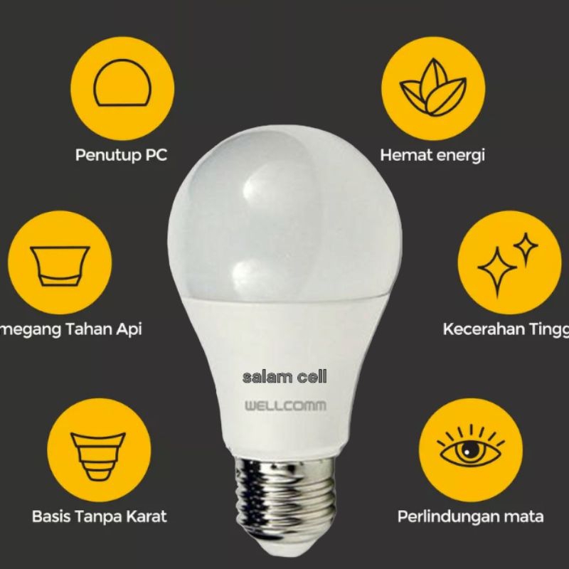 Lampu Led WELLCOMM LED BULB 12W 9W 7W Original Bohlam Garansi 2 Tahun