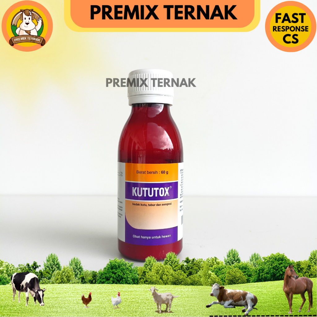 KUTUTOX 60 Gram - Obat Kutu Hewan Peliharaan - Anti kutu tabur atau semprot untuk anjing kucing sapi kambing domba - Medion