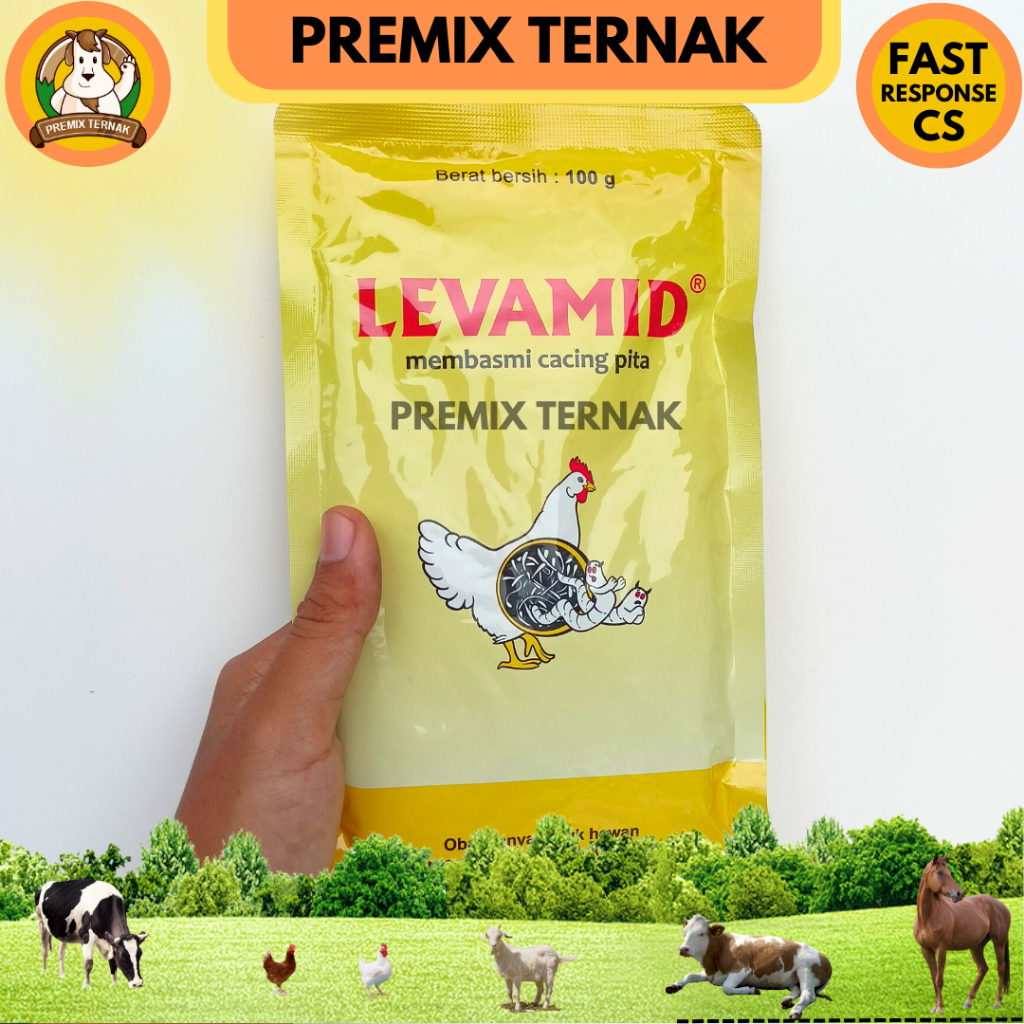 LEVAMID 100 gram - Obat Cacing Pita Gilik Ayam Burung Unggas Hewan - Like Veta Levasol