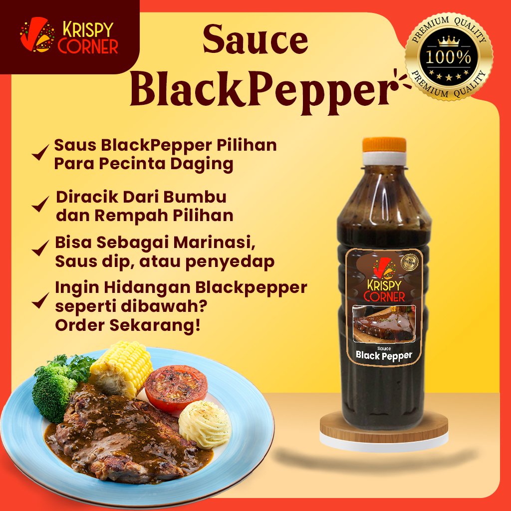 

SAUS BLACK PEPPER SAOS SAUCE LADA HITAM BLACK PEPPER BLACKPEPPER SIAP SAJI PREMIUM 1000gr/1kg