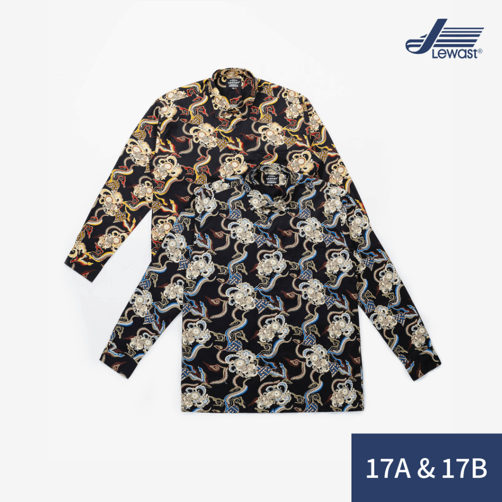 LEWAST Batik Modern Pria Kemeja Lengan Panjang & Pendek 17A 17B