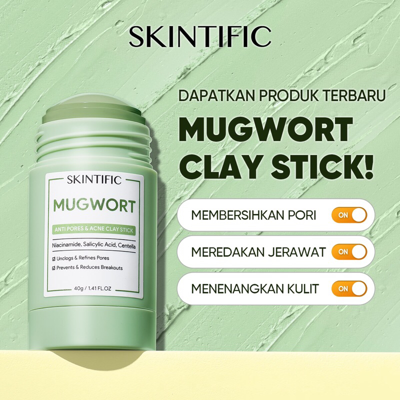 [BISA COD] SKINTIFIC Mugwort Acne Clay Stick - Masker Skintific - Masker Mugwort Skintific - Masker Stick - Masker Wajah Beruntusan