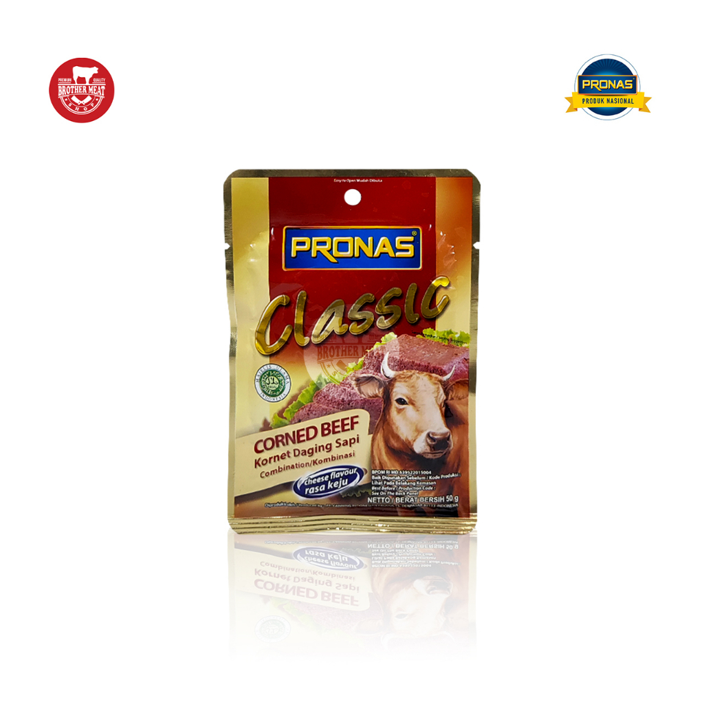 PRONAS Corned Beef Cheese Sachet 50gr, Kornet Daging Sapi Halal