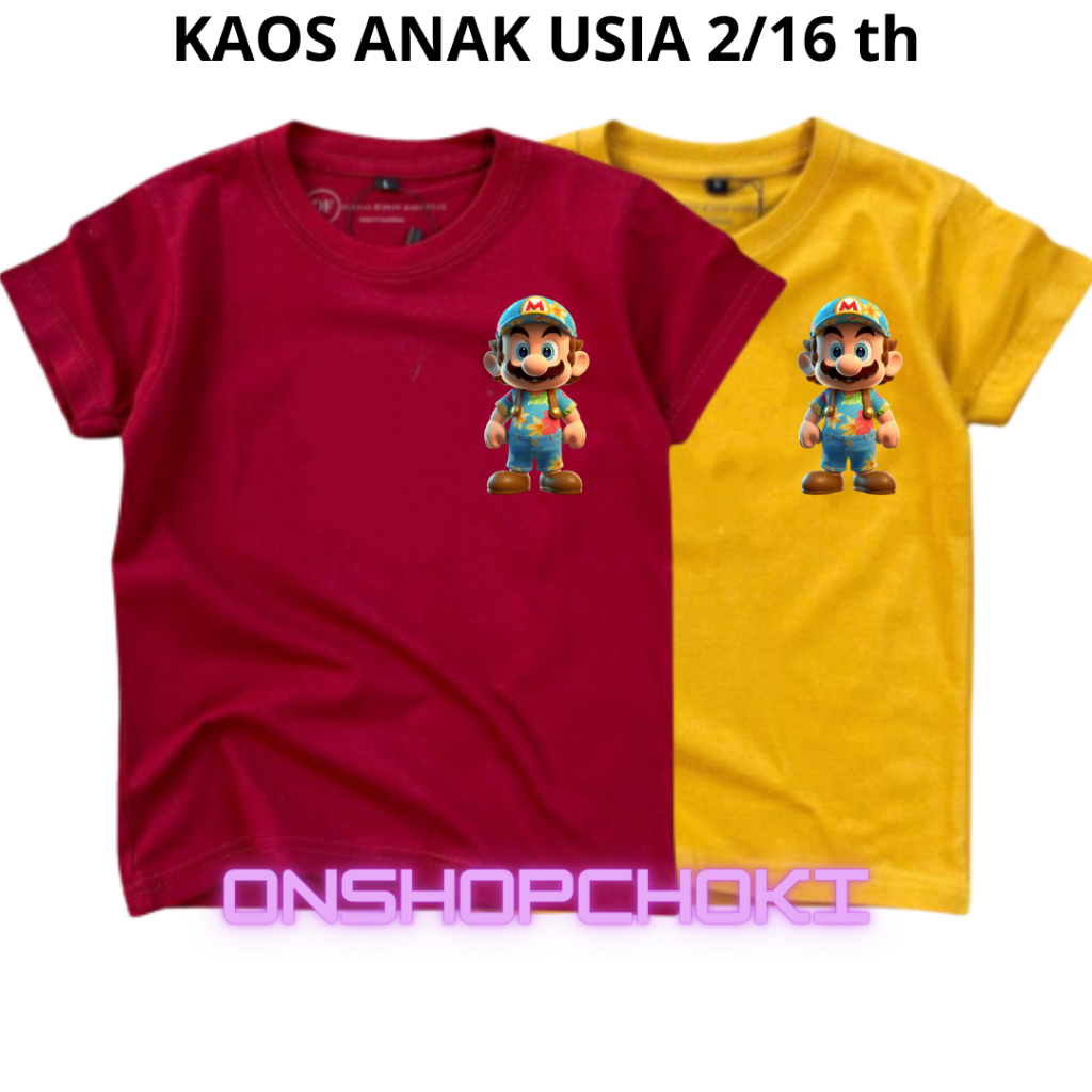 Kaos anak Laki Laki Unisex Gambar MAR usia 2-16 th Kaos Oblong anak pakaian anak-anak