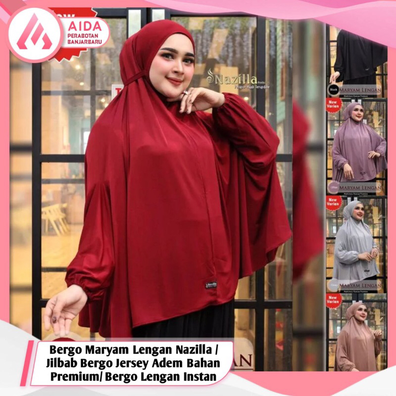 Bergo Maryam Lengan Nazilla / Jilbab Bergo Jersey Adem Bahan Premium/ Bergo Lengan Instan