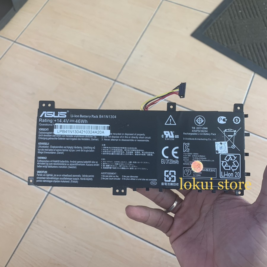 Baterai Original Asus A451 A451L A451LN V415L V451LA V451LB B41N1304 ORI