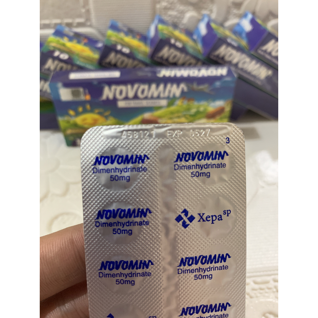 Novomin Obat Anti Mabuk Jalan Darat Laut dan Udara Original import MALAYSIA 1 STRIPE isi 10 biji