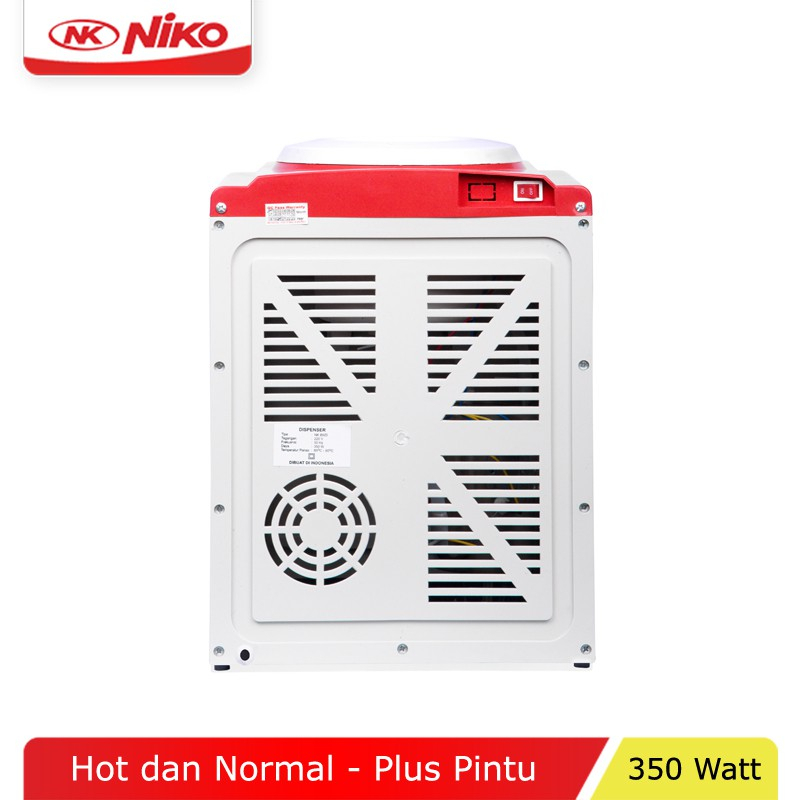 Dispenser Air Minum + Tutup 2in1 Hot &amp; Normal (Panas &amp; Normal) Niko NK 8WD | Dispenser NIKO NK-8WD 2 Kran Hot &amp; Normal + Pintu Penutup / Dispenser Murah Berkualitas | FMS