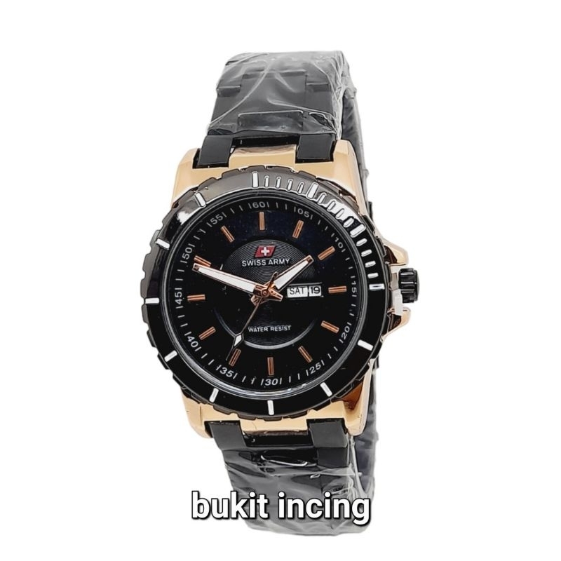 JAM TANGAN WANITA ARMY  SWISS TANGGAL HARI AKTIF QUARTZ