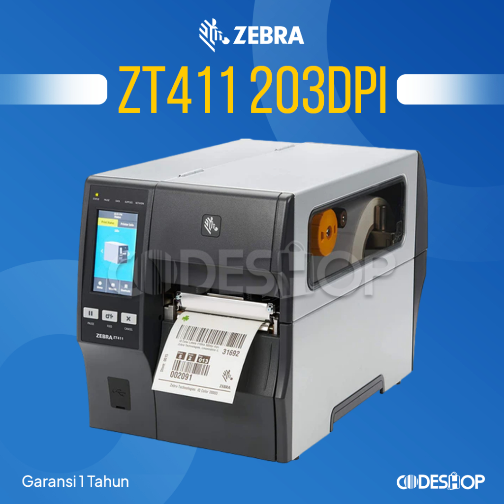 Printer Barcode Zebra ZT411 Industrial 203 DPI - Port USB &amp; LAN