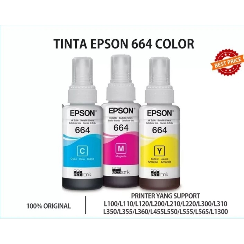 TINTA EPSON 664 WARNA/100%ORIGINAL/