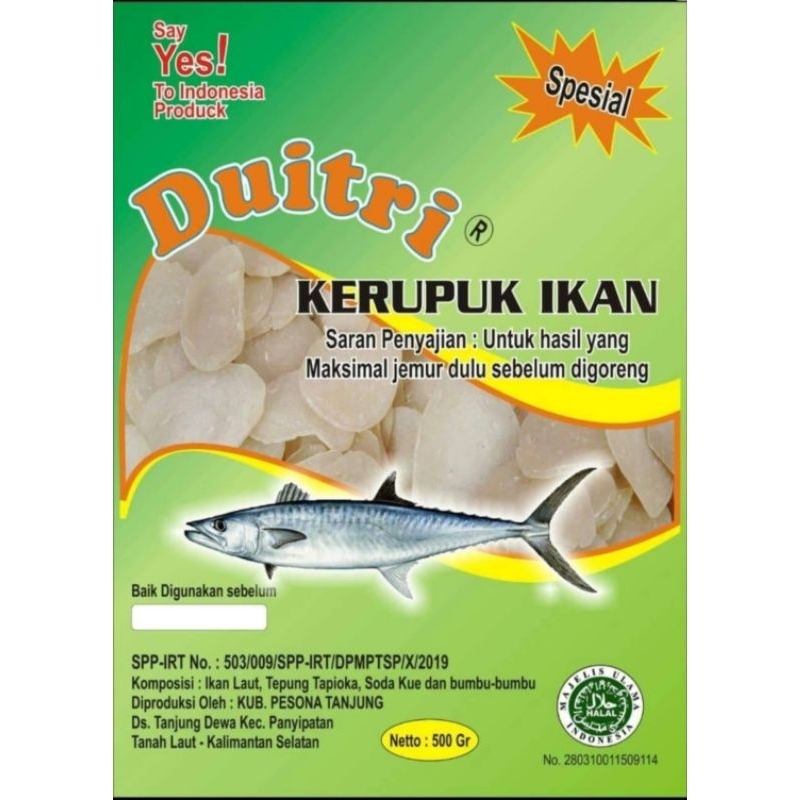 

Kerupuk Ikan Tenggiri merek Duitri 200gr