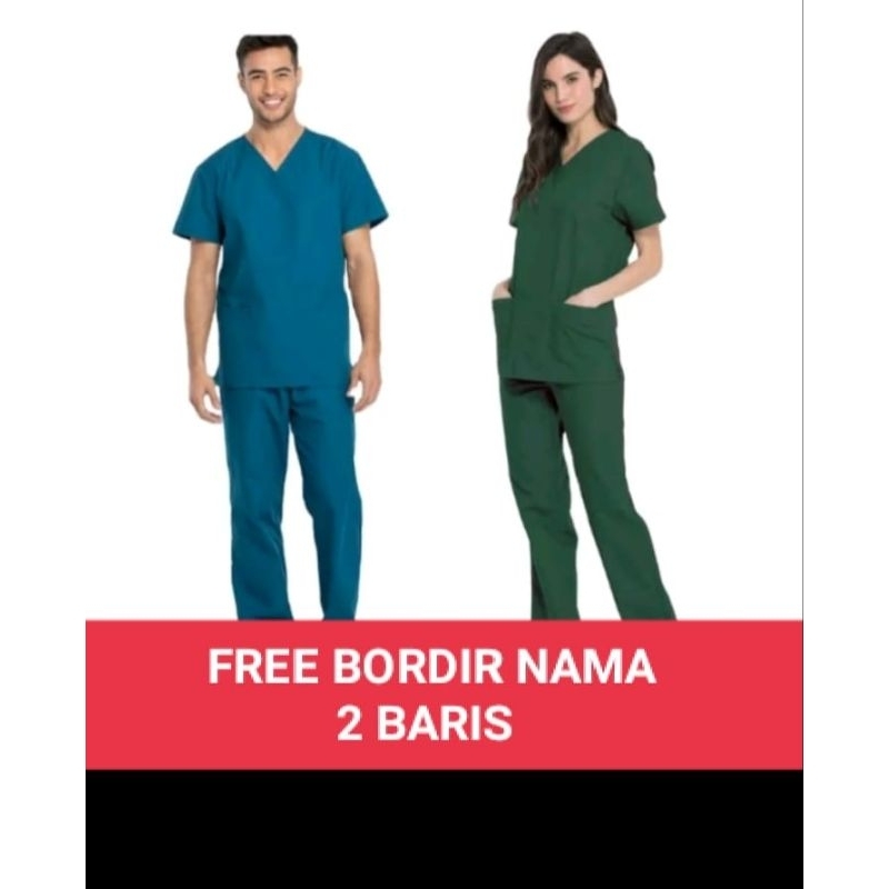 Baju Medis scrub Lengan Pendek | Baju OKA Bahan toyobo| Baju Ok Warna Dongker | Mint | Kuning Lemon 