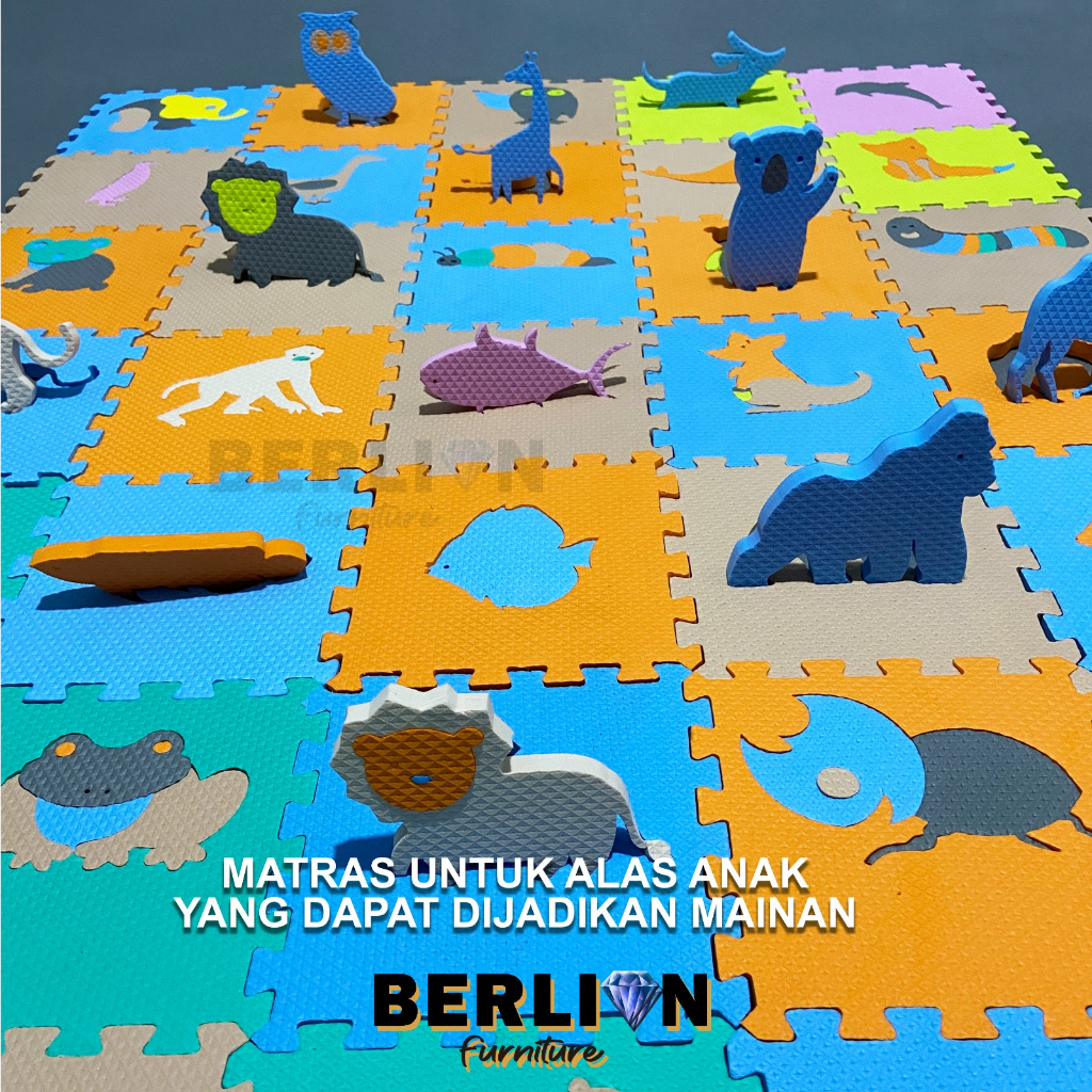 Matras Puzzle Hewan Ukuran 15x15  40 Pcs Tbl 1 Cm Mainan Edukasi / Alas Lantai / Playmat / Tikar / Karpet