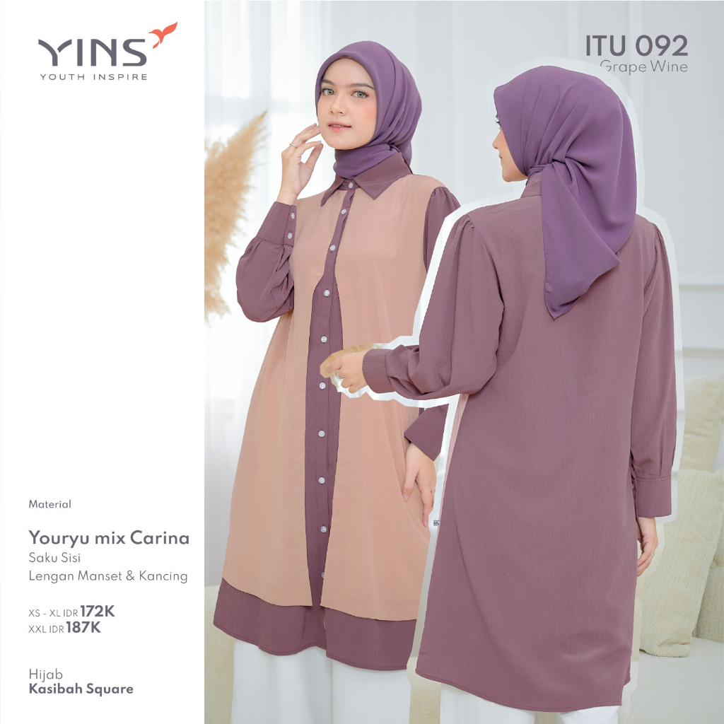 Inspire ITU 92  Bahan Youryu mix Carina Tunik Casual OOTD Kekinian Simple Elegant BISA COD
