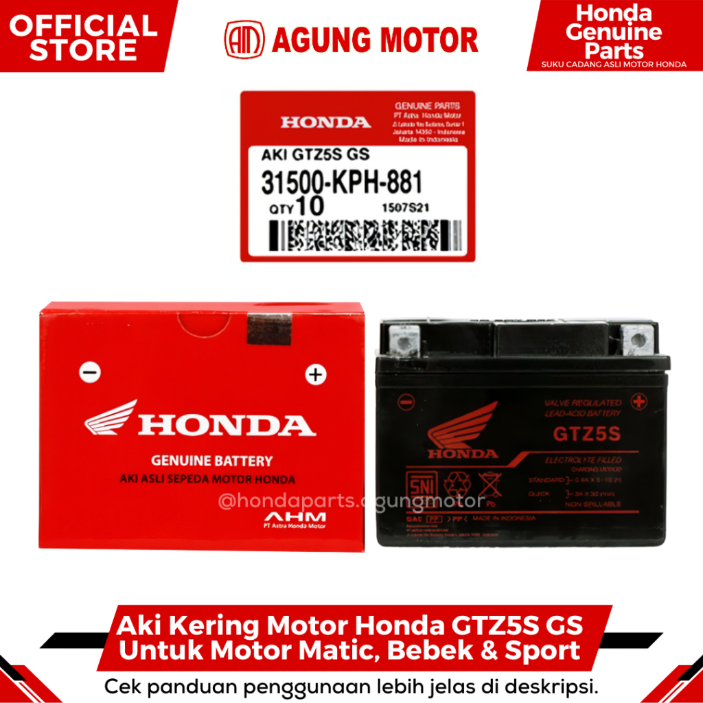 Aki Kering Motor Honda GTZ5S GS Untuk Motor Matic, Bebek & Sport