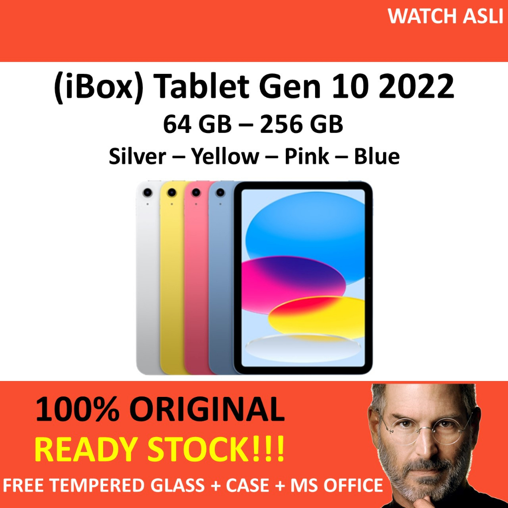 New (iBox) Tablet Gen 10 2022 10.9 Inch 64GB 256GB Wifi Celll Blue Yellow Pink Silver Resmi