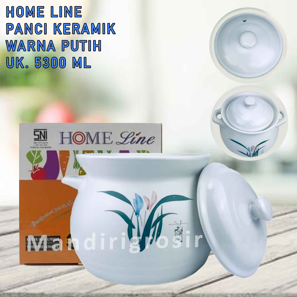 Panci keramik * Home Line * Warna putih * 5300 ml