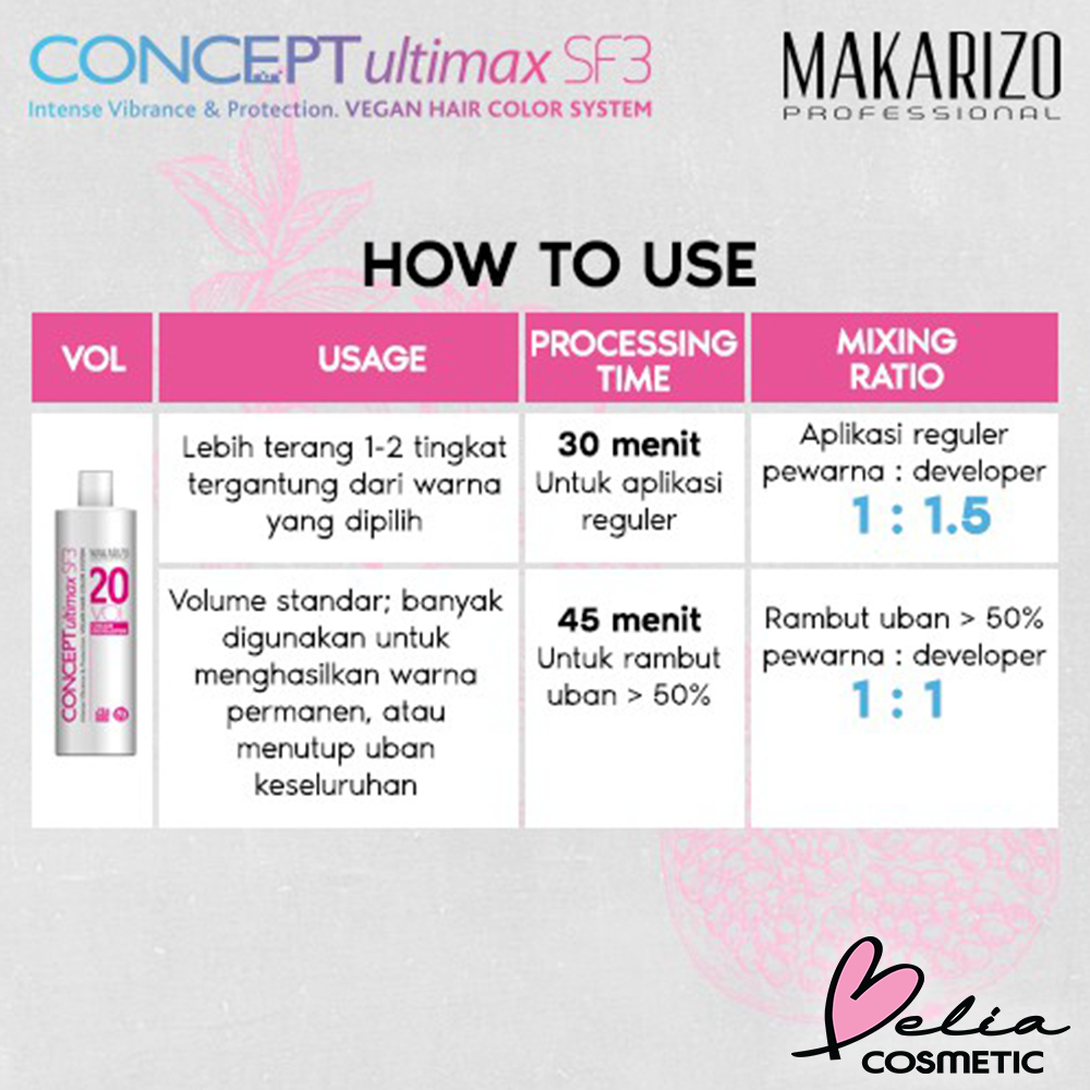 ❤ BELIA ❤ MAKARIZO Professional Concept Ultimax Cream Developer SF3 Volume Bottle 135 mL Series | 40 Vol | 30 Vol | 20 Vol | 10 Vol