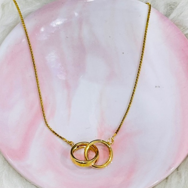 kalung alta bulat ring ring laser simple elegant emas asli 20K 875