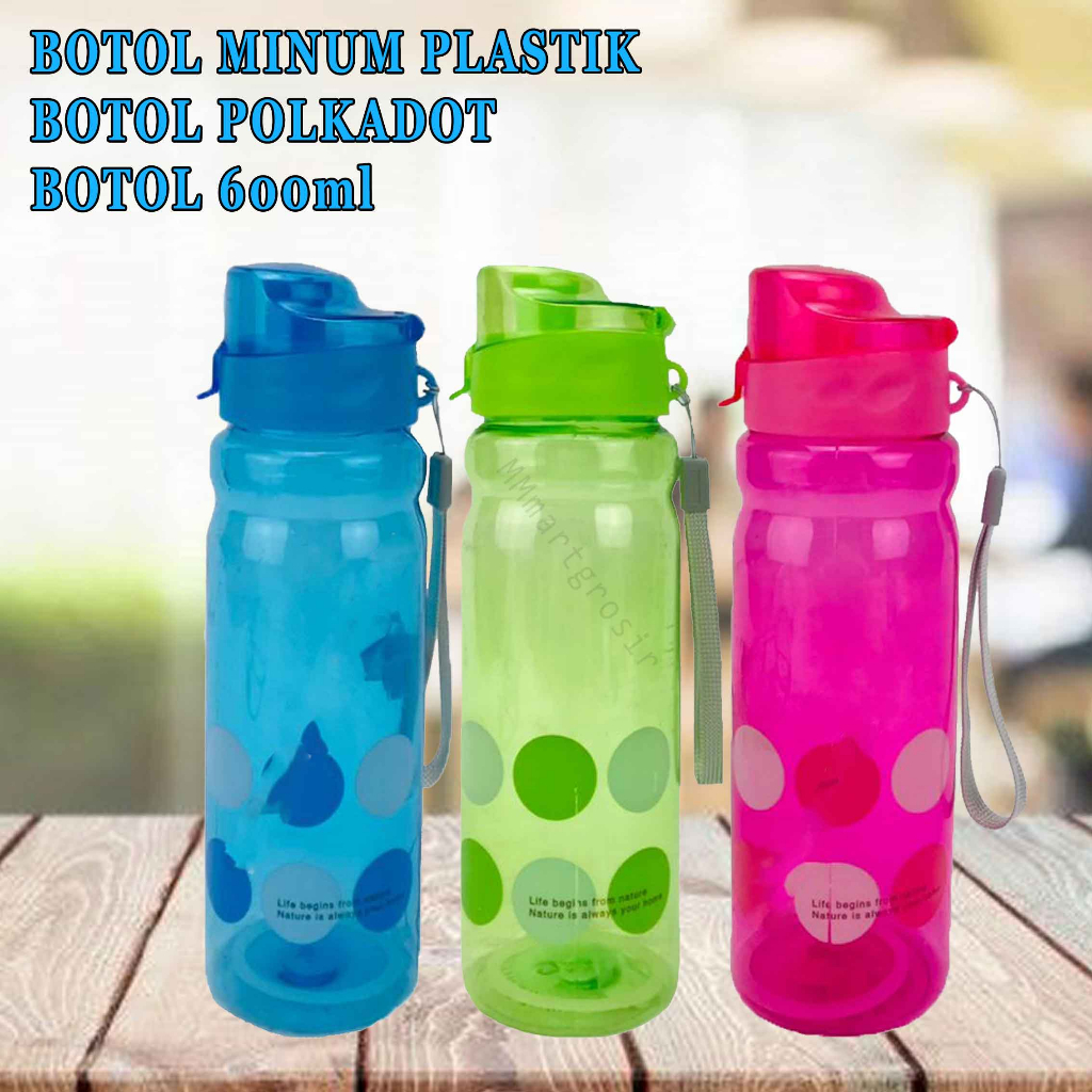 Botol Plastik* Botol Minum* Motif Alpokadot* 600ml* LY-1701