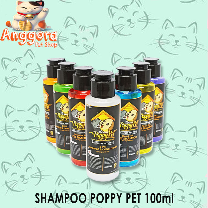 Shampoo Kucing &amp; Anjing POPPY PET Wangi Premium Pet care 100ml