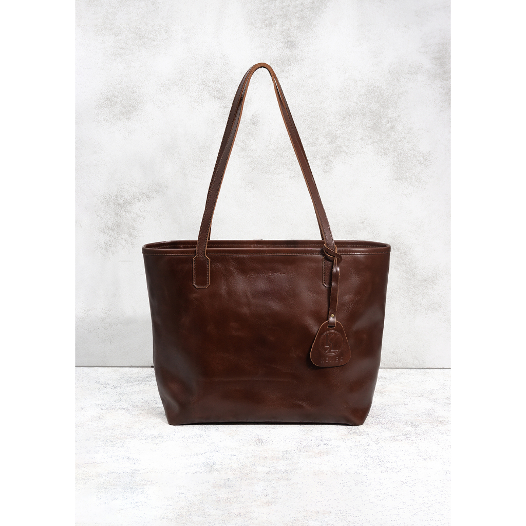 Kenes Leather Tote Bag Wanita Tas Selempang Kulit Asli RUBY Pullup - Free Gravir Nama