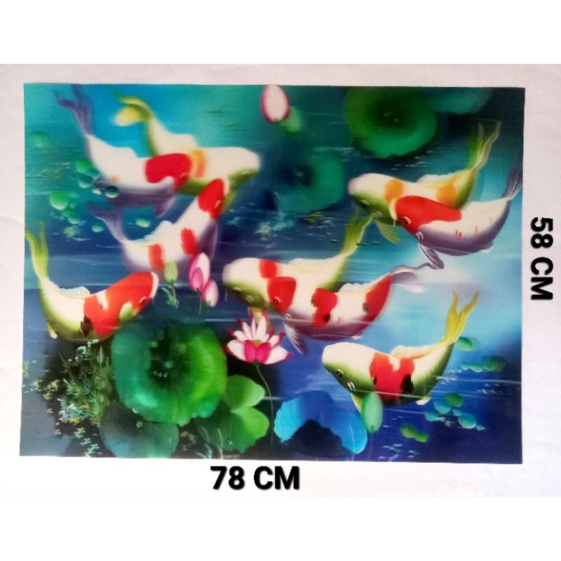 POSTER IKAN KOI 3D UKURAN JUMBO