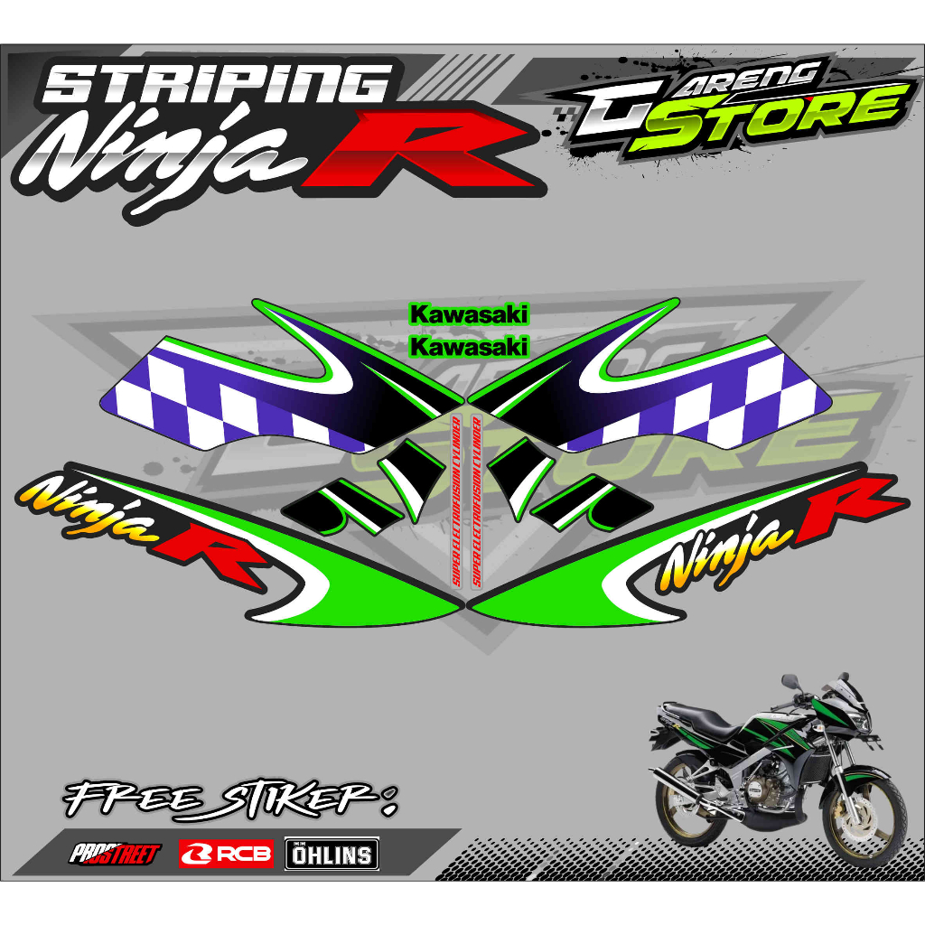 STRIPING VARIASI SEMIFULL KAWASAKI NINJA 150 R / STICKER LIST VARIASI NINJA 150 R