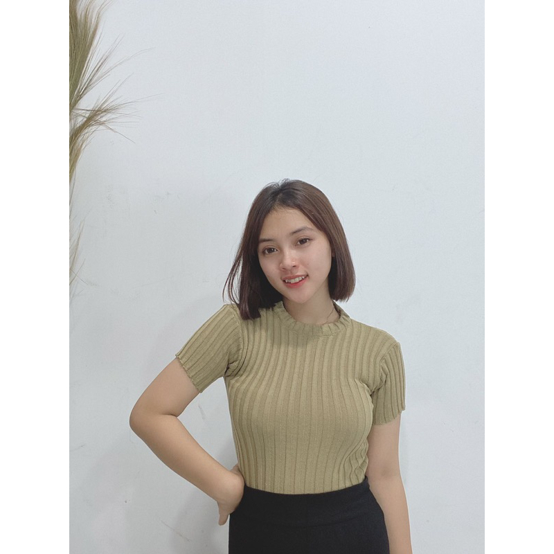 Sierra Top - Baju Basic Crop Top Bahan Premium Knit - Atasan Rajut Wanita